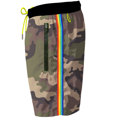 Mc2 Saint Barth Light Fabric Man Swim Shorts With Zipped Pockets In Green