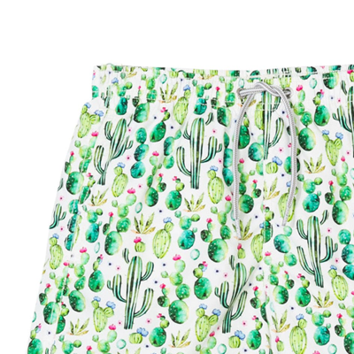 Shop Mc2 Saint Barth Light Fabric Man Swim Shorts Prickly Plant Print In White