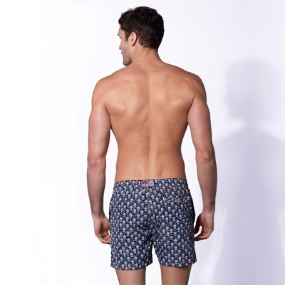 Mc2 Saint Barth Light Fabric Man Swim Shorts Pop Corn Print In Blue
