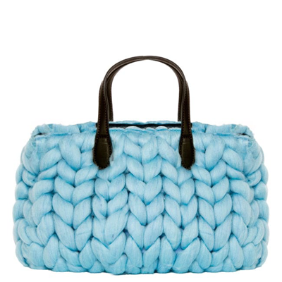 Mc2 Saint Barth Light Blue Tricot Handbag In Blue
