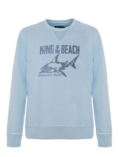 Mc2 Saint Barth Light Blue Sweatshirt King Of The Beach In Blue