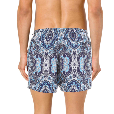 Shop Mc2 Saint Barth Man Swim Shorts With Paisley Print In White