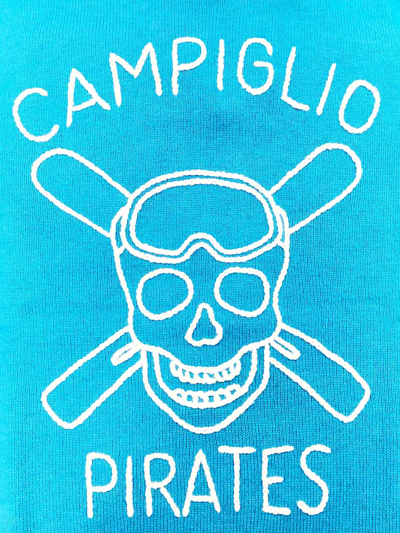 Shop Mc2 Saint Barth Man Sweater With Campiglio Pirates Embroidery In Blue