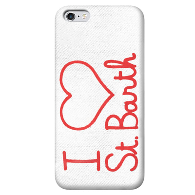 Shop Mc2 Saint Barth I Love St. Barth Embroidered Cover For Iphone 8 Plus In White
