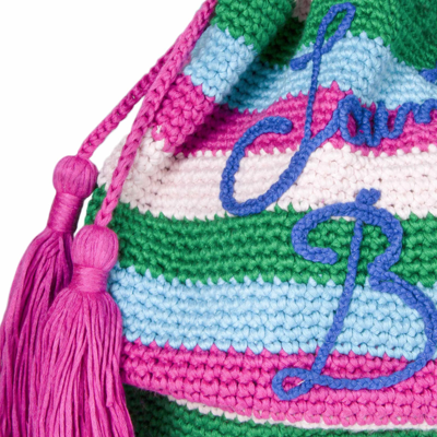 Mc2 Saint Barth Handmade Crochet Bucket Bag In Multicolor
