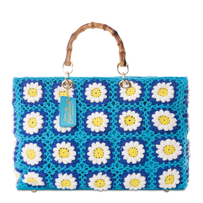 Shop Mc2 Saint Barth Handmade Crochet Bag In Blue