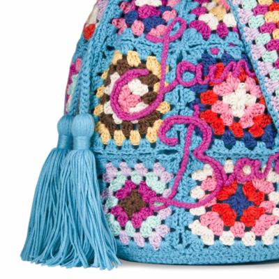 Shop Mc2 Saint Barth Handmade Crochet Bucket Bag In Blue