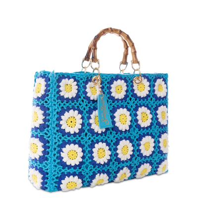 Mc2 Saint Barth Handmade Crochet Bag In Blue