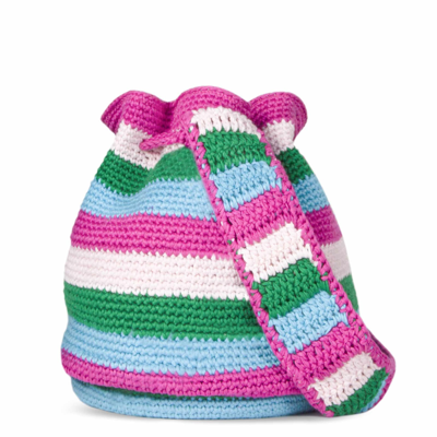 Mc2 Saint Barth Handmade Crochet Bucket Bag In Multicolor