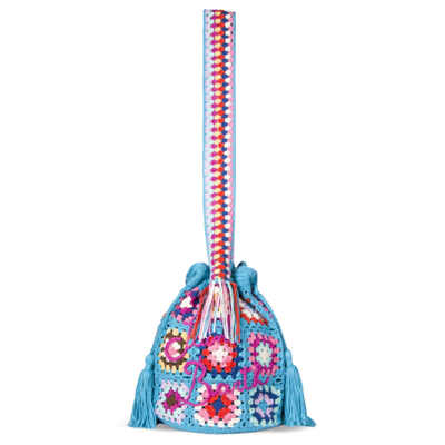 Mc2 Saint Barth Handmade Crochet Bucket Bag In Blue