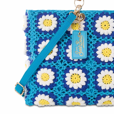 Mc2 Saint Barth Handmade Crochet Bag In Blue