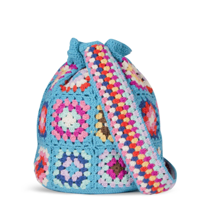 Mc2 Saint Barth Handmade Crochet Bucket Bag In Blue