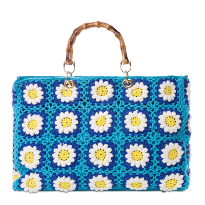Shop Mc2 Saint Barth Handmade Crochet Bag In Blue