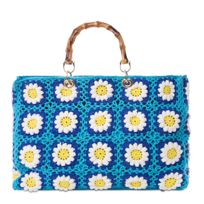 Mc2 Saint Barth Handmade Crochet Bag In Blue