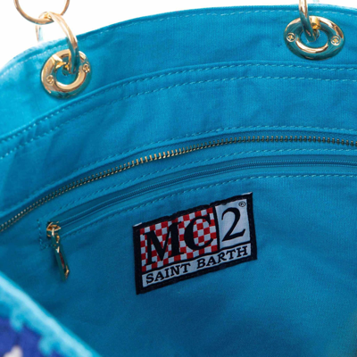 Mc2 Saint Barth Handmade Crochet Bag In Blue