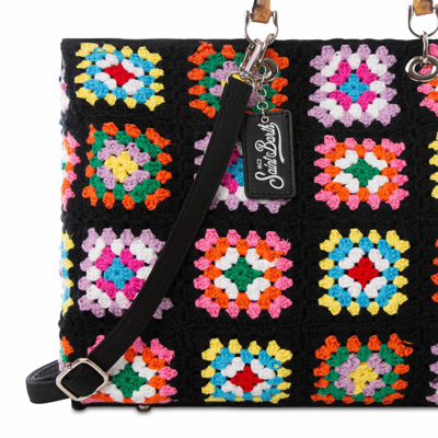Mc2 Saint Barth Handmade Crochet Bag In Black