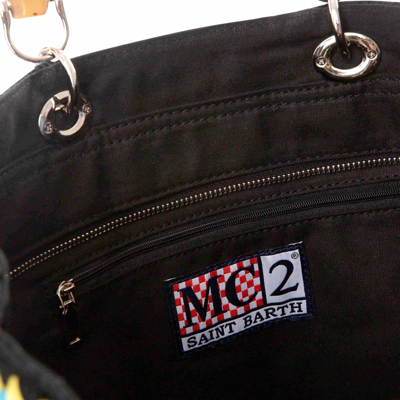 Mc2 Saint Barth Handmade Crochet Bag In Black