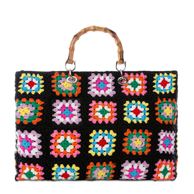 Mc2 Saint Barth Handmade Crochet Bag In Black