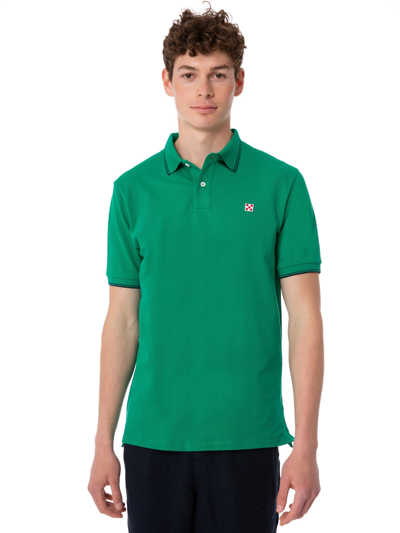 Mc2 Saint Barth Green Polo With St. Barth Check Logo In Green