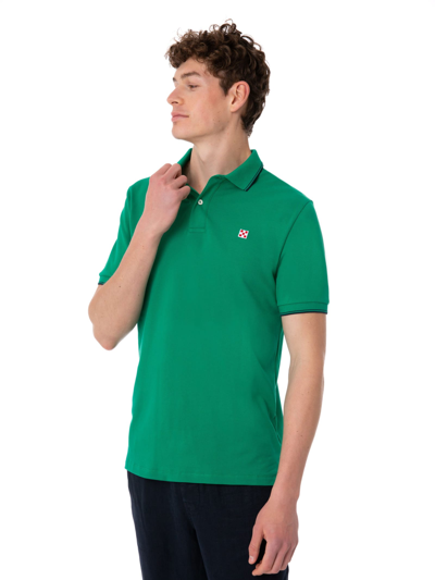 Shop Mc2 Saint Barth Green Polo With St. Barth Check Logo