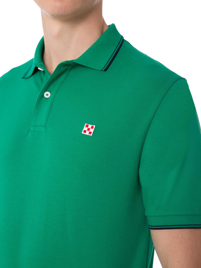 Shop Mc2 Saint Barth Green Polo With St. Barth Check Logo