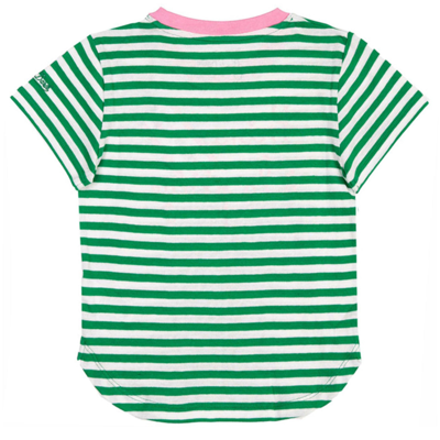 Shop Mc2 Saint Barth Girl T-shirt With Stripes And Embroidery In Green