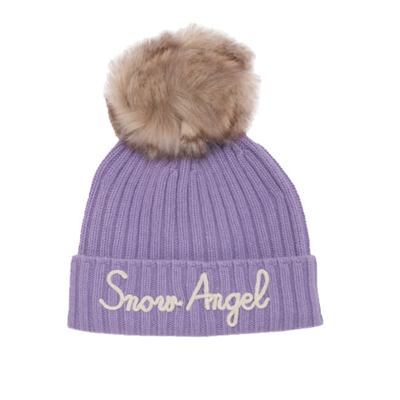 Shop Mc2 Saint Barth Girl Hat With Pompon And Snow Angel Embroidery In Purple