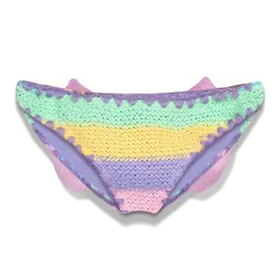 Shop Mc2 Saint Barth Girl Crochet Swim Briefs With Bow In Multicolor