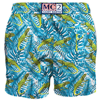 Mc2 Saint Barth Geckos Mid-length Swim Shorts In Blue