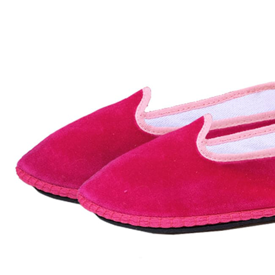Shop Mc2 Saint Barth Fucsia Velvet Slippers Friulane In Pink