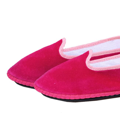 Mc2 Saint Barth Fucsia Velvet Slippers Friulane In Pink