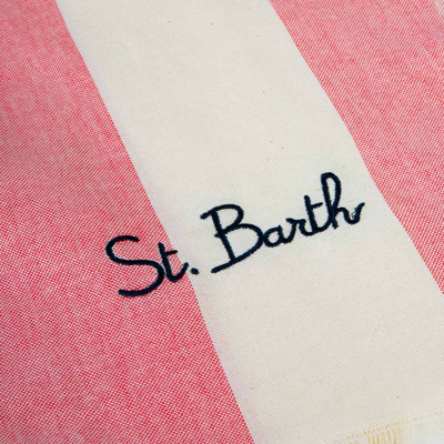 Shop Mc2 Saint Barth Fouta Lightweight With Fucsia Striped In Pink