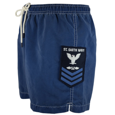 Shop Mc2 Saint Barth Délavé Blue Navy Cargo Man Shorts