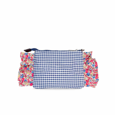 Shop Mc2 Saint Barth Cross-body Bag With Flounces And Embroidery In Blue