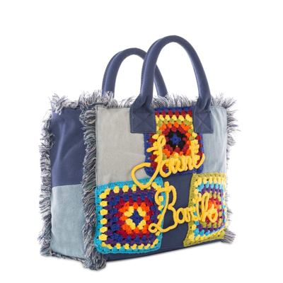 Shop Mc2 Saint Barth Vanity Crochet Patchwork Shoulder Bag In Blue