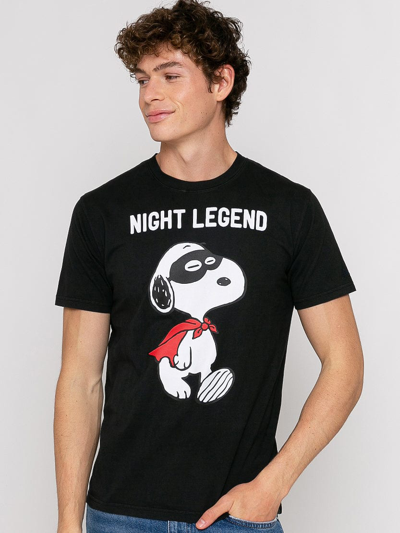 Shop Mc2 Saint Barth Man Cotton T-shirt With Snoopy Night Legend Print Snoopy - Peanuts Special Edition In Black