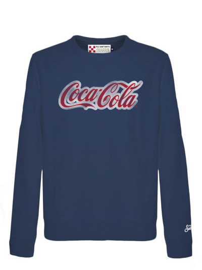 Shop Mc2 Saint Barth Cotton Sweatshirt With ©coca-cola Logo Print ©coca Cola Special Edition In Blue