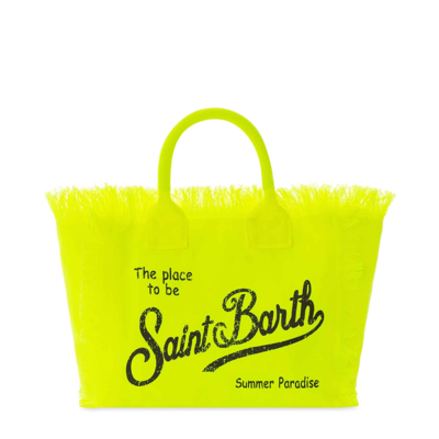 Shop Mc2 Saint Barth Colette Fluo Yellow Cotton Canvas Bag
