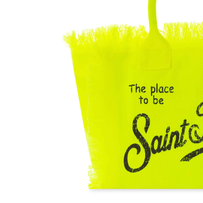 Shop Mc2 Saint Barth Colette Fluo Yellow Cotton Canvas Bag