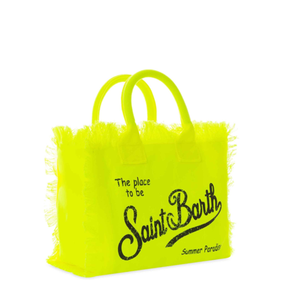 Shop Mc2 Saint Barth Colette Fluo Yellow Cotton Canvas Bag