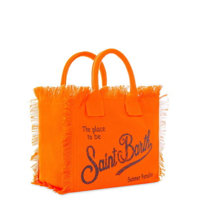Mc2 Saint Barth Colette Fluo Orange Cotton Canvas Bag