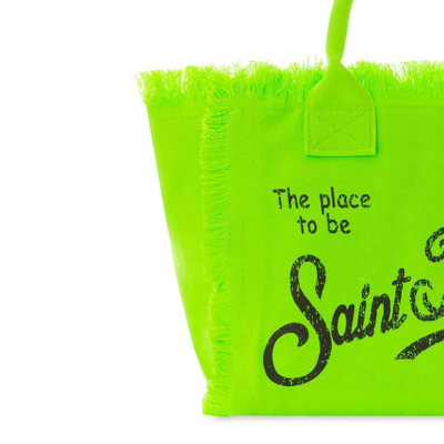 Mc2 Saint Barth Colette Fluo Green Cotton Canvas Bag In Green