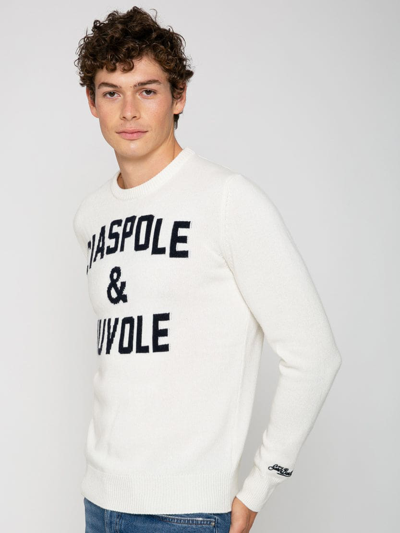 Mc2 Saint Barth Ciaspole E Nuvole Print Man Sweater In White