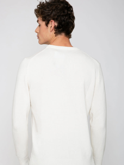 Mc2 Saint Barth Ciaspole E Nuvole Print Man Sweater In White