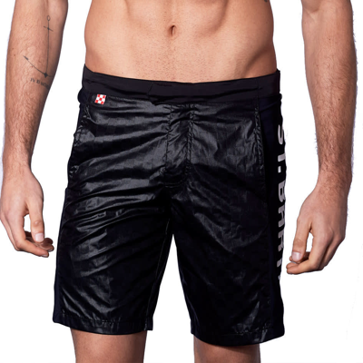 Mc2 Saint Barth Check Swim Shorts With Contrast Lateral Band In Black
