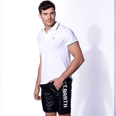Shop Mc2 Saint Barth Check Swim Shorts With Contrast Lateral Band In Black