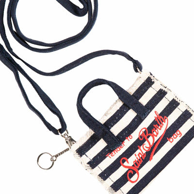 Mc2 Saint Barth Canvas Navy Blue Key Bag In Blue