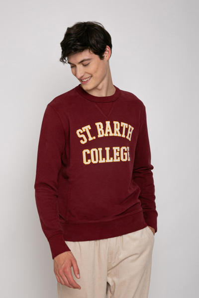 Mc2 Saint Barth Burgundy Sweatshirt St. Barth Print In Red