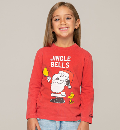 Shop Mc2 Saint Barth Boy T-shirt Snoopy Print Jingle Bells Peanuts© Special Edition In Red