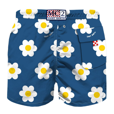 MC2 SAINT BARTH BOY SWIM SHORTS WITH DAISY PRINT 